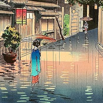 Amazon.co.jp: 土屋逸 版画 牛込神楽坂 十四年 39x26cm 原寸
